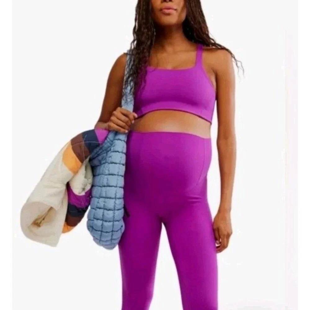 Free People x Hatch Never Better‎ Square Neck Maternity Sports Bra XS NWT Berry